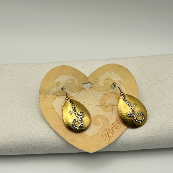 Brighton Collonade Earrings Gold Plated Clear Crystals Teardrop Dangle JE6881 - Picture 3 of 9